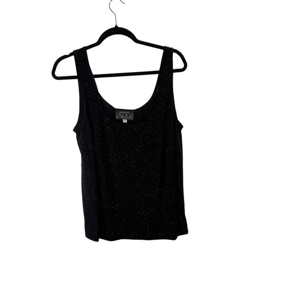 Alex Evenings Black Sequin Tank Blazer 2 Piece Set Wedding Guest Womens Plus 2x - Picture 6 of 8